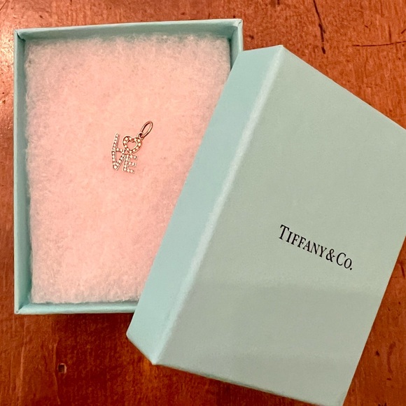 RETIRED Tiffany & Co. Diamond Love 18k White & Gold Charm - Picture 7 of 7